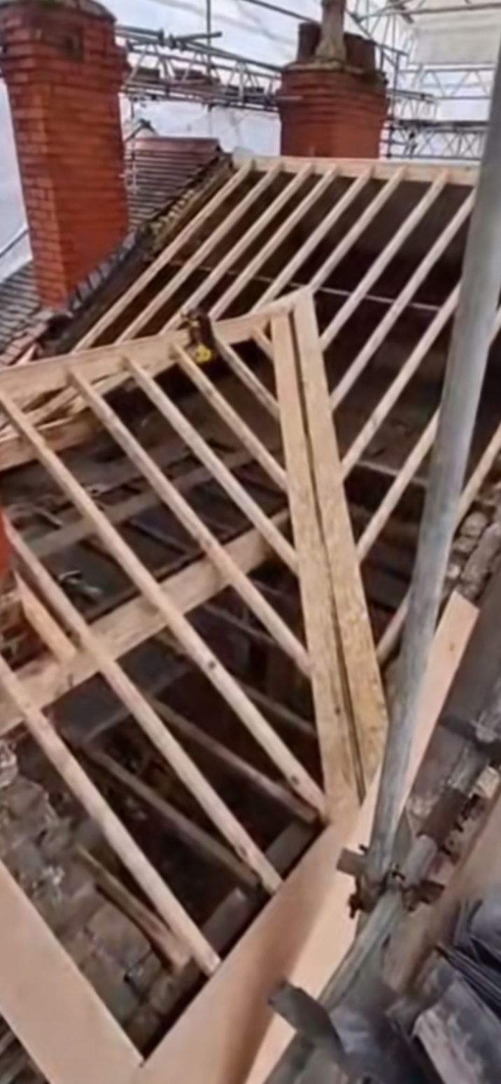 Roof timbers and original chimney stacks inspected before re-roof
